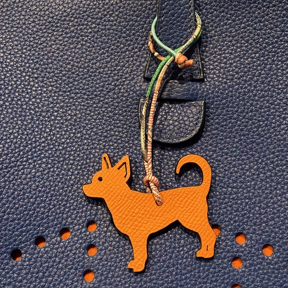 Hermes Etoupe Orange Dog Chihuahua Petit H Bag Charm PM - Picture 1 of 3